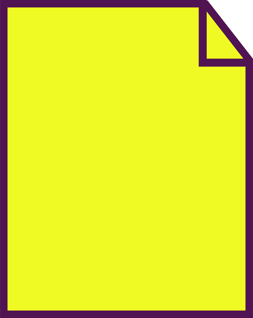 Yellow Paper Icon with Purple Border on Transparent Background