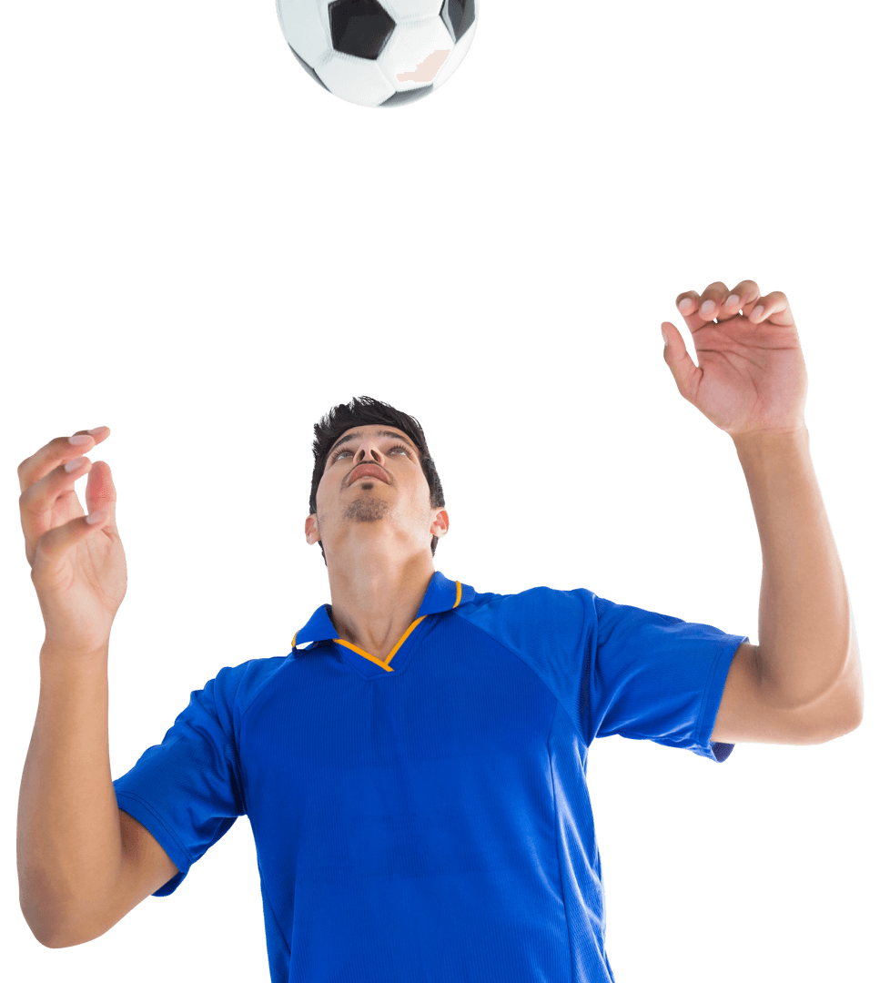 Caucasian Soccer Player Juggling Football with Precision on Transparent Background