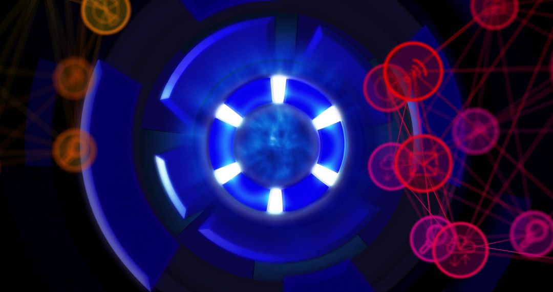 Futuristic Digital Network with Interconnected Geometric Patterns