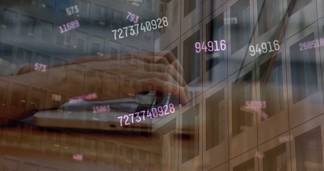 Financial Data Overlay with Woman Using Laptop: Global Business Concept