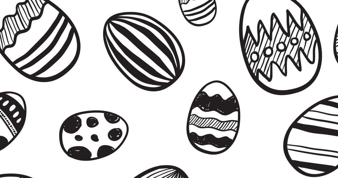 Black and White Illustrated Easter Eggs Pattern Design - Free Images, Stock Photos and Pictures on Pikwizard.com