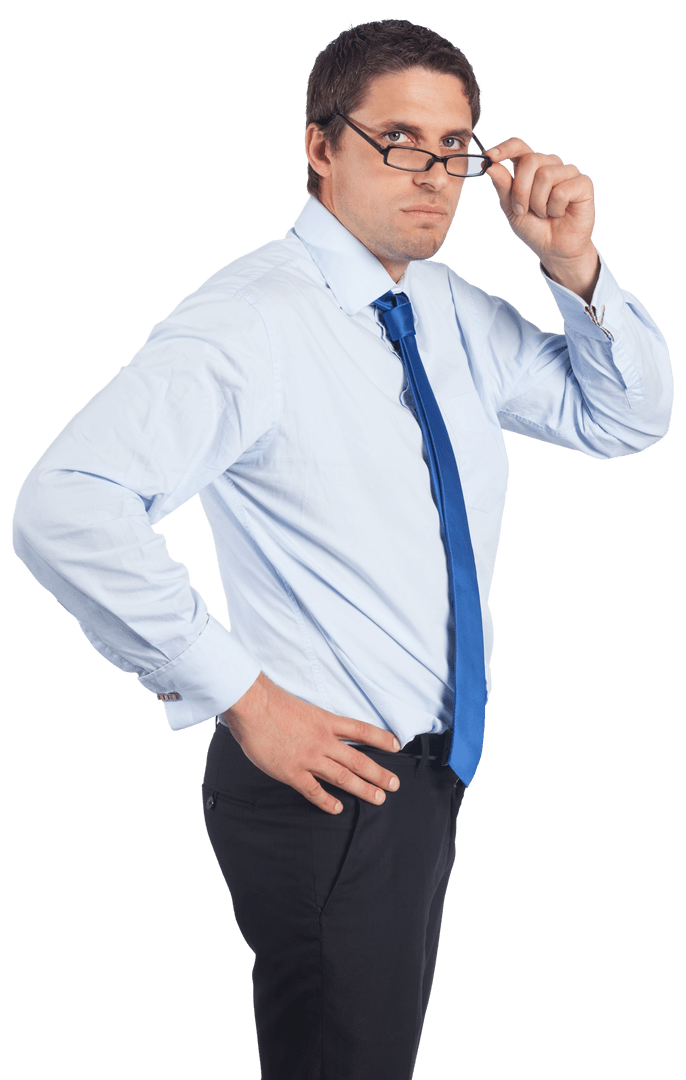Caucasian Businessman Holding Glasses Transparent Background