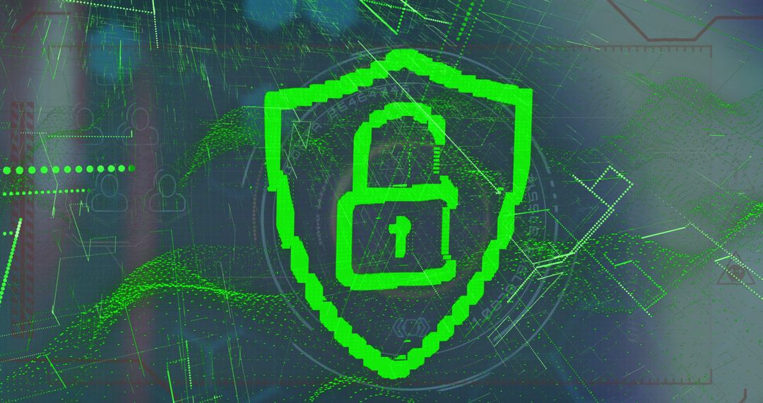 Digital Security Icon Over Network Connections Visualization