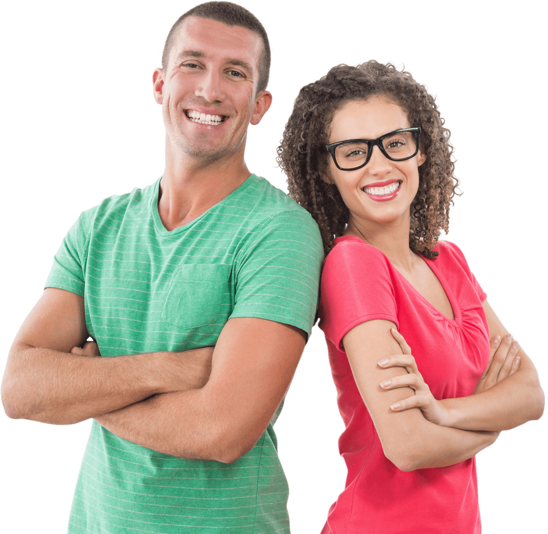 Confident People Smiling with Arms Crossed Transparent Background