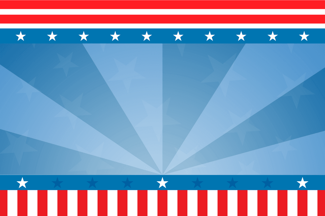 American Flag Design on Transparent Background with Stars and Stripes