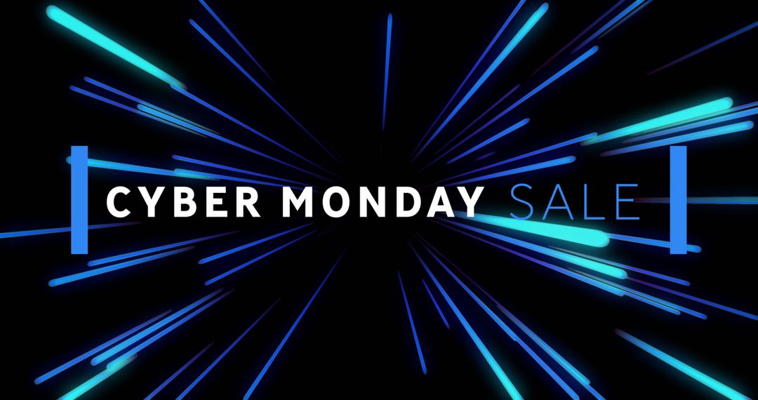 Cyber Monday Sale Ad with Dynamic Light Streaks