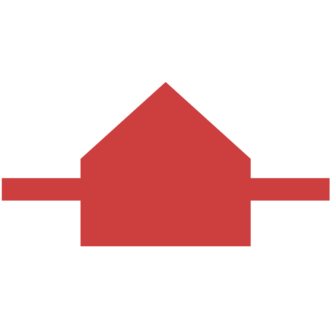 Abstract Red House Shape on Transparent Background