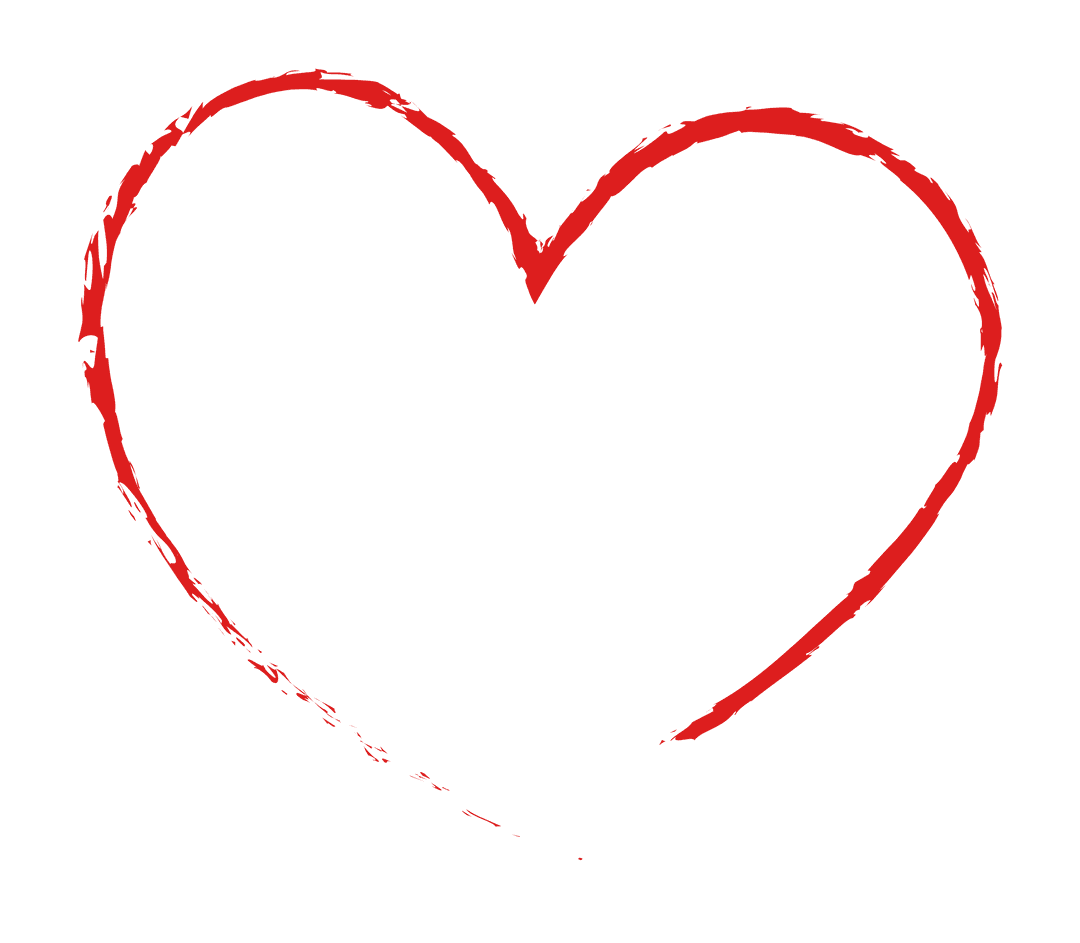 Simple Red Heart Outline on Transparent Background