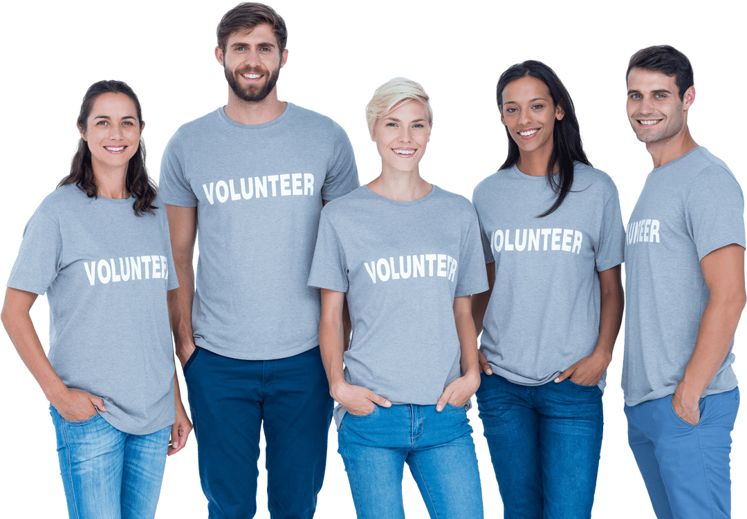 Group of Happy Volunteers Smiling in Transparent Background