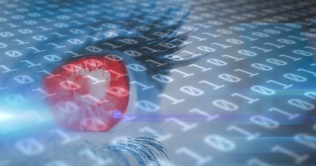 Woman's Eye in Digital Binary Codes Matrix