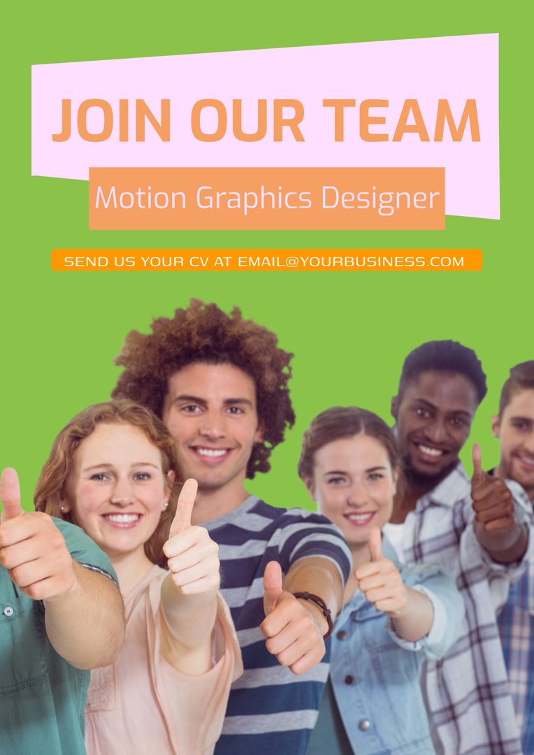 Diverse Team Giving Thumbs Up for Graphic Designer Recruitment - Download Free Stock Templates Pikwizard.com