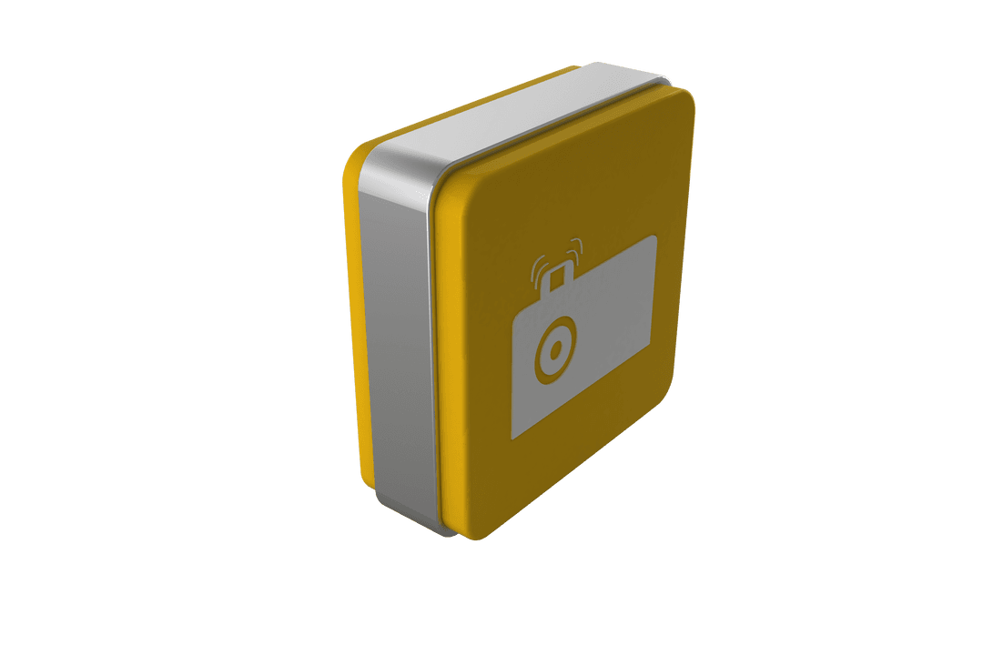 Yellow Square with Camera Icon on Transparent Background