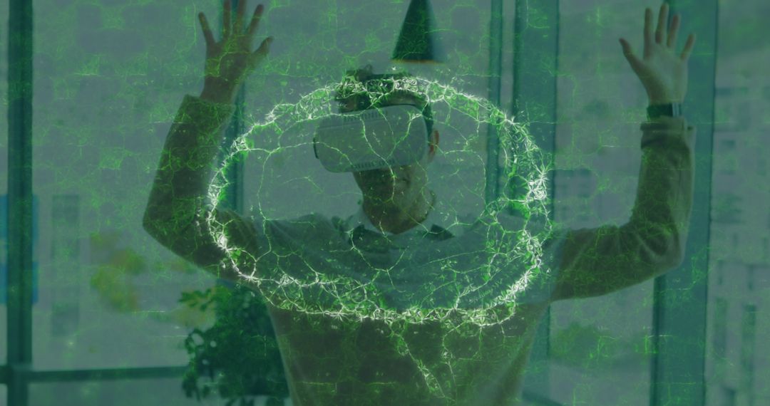 Tech-Savvy Businessman Using VR For Neural Data Visualization