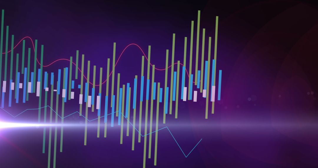 Abstract Financial Charts with Colorful Holographic Effects