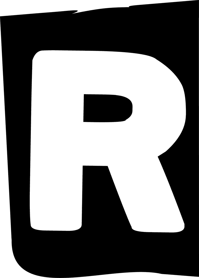 Modern Bold Letter R Cropped Style with Transparent Backdrop