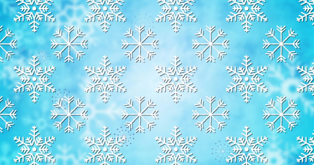 Falling Snowflakes on Winter Blue Background