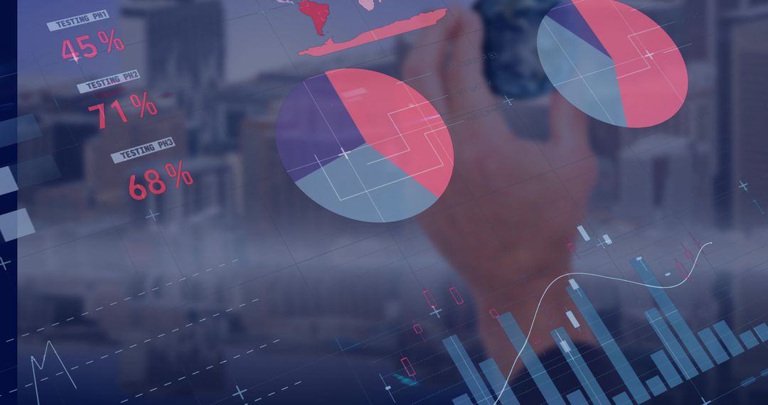 Global Business Analytics with Digital Interface Over Cityscape