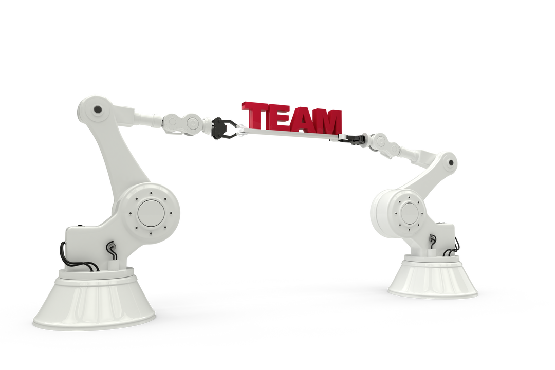 Robotic Arms Holding TEAM Text on Transparent Background for Technology Concept - Download Free Stock Images Pikwizard.com