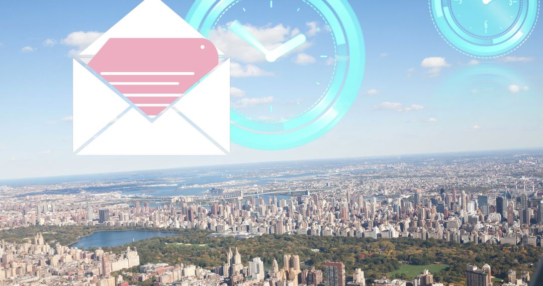 Digital Modern Communication in Bustling Urban Aerial Scene