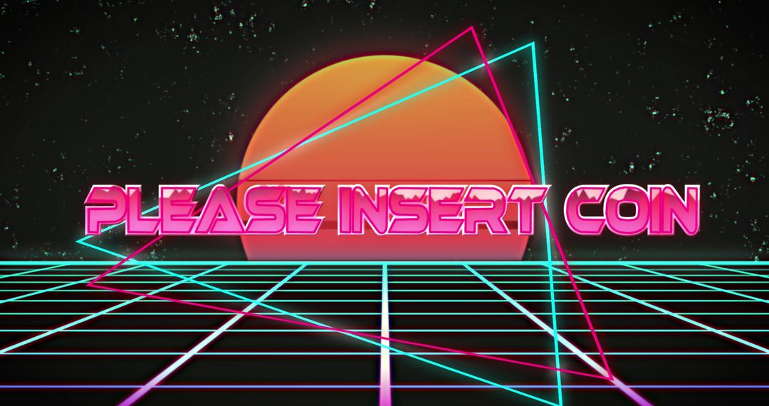 Retro Futuristic Insert Coin Neon Design