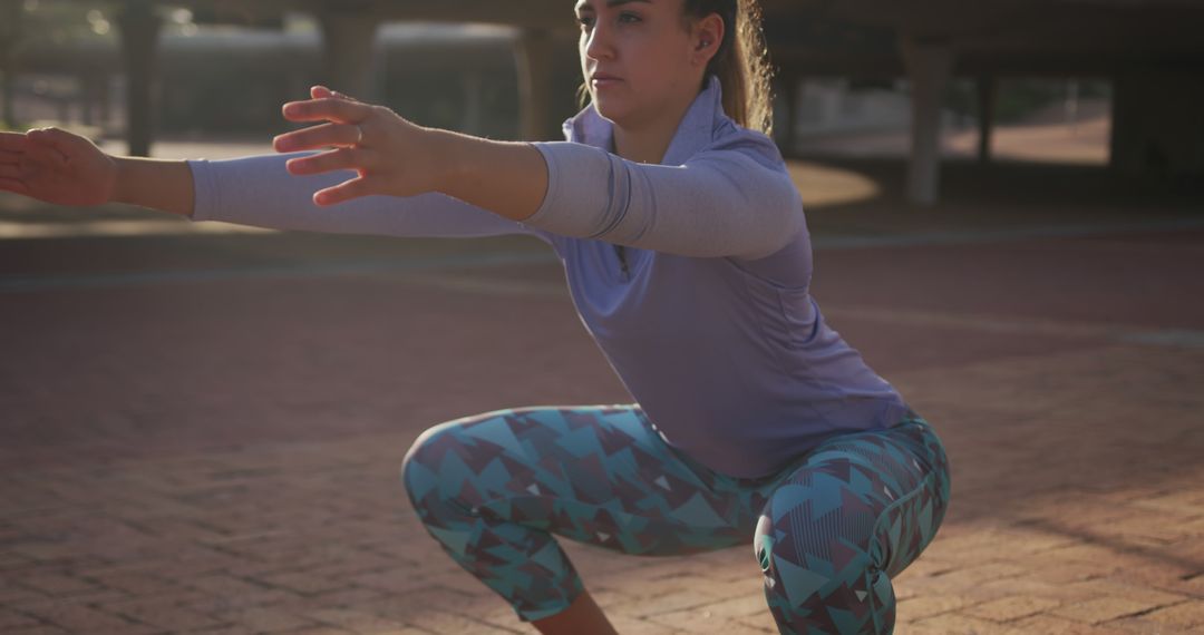 Woman Wearing Athletic Wear Exercising Outdoors - Free Images, Stock Photos and Pictures on Pikwizard.com