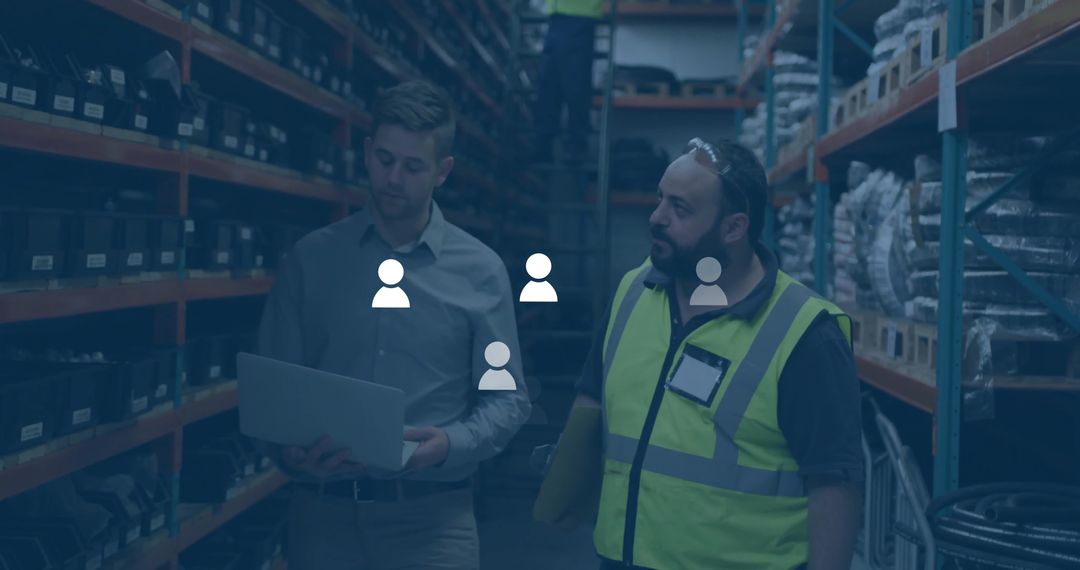 Industrial Warehouse Team Organizing Stock with Technology