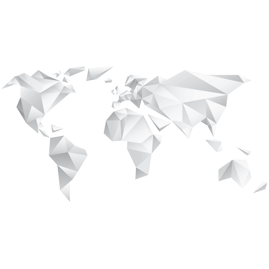 Abstract Geometric Paper World Map on Transparent Background