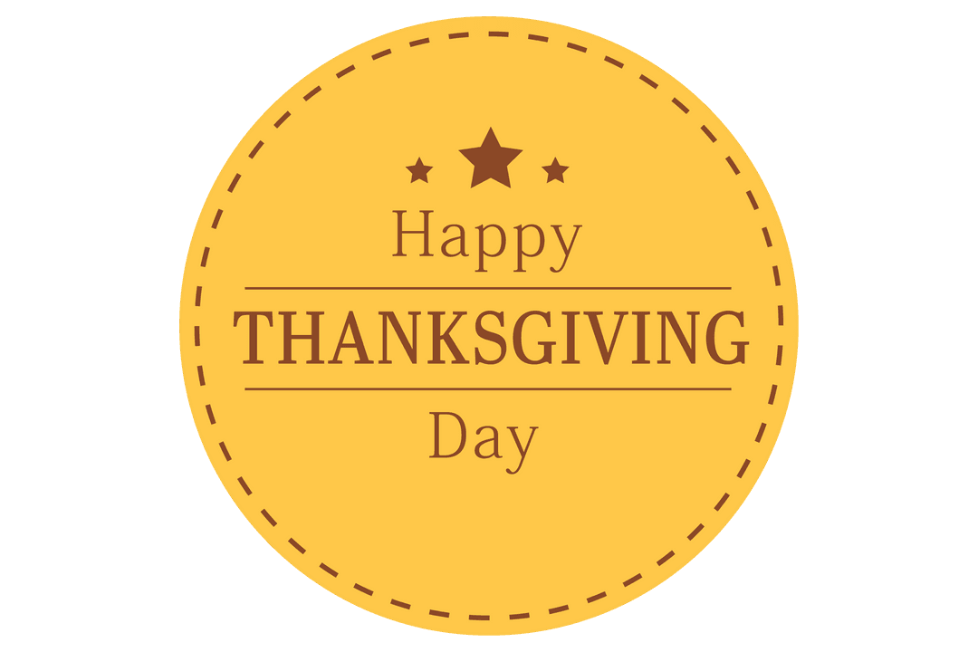Thanksgiving Day Celebration Emblem on Transparent Background