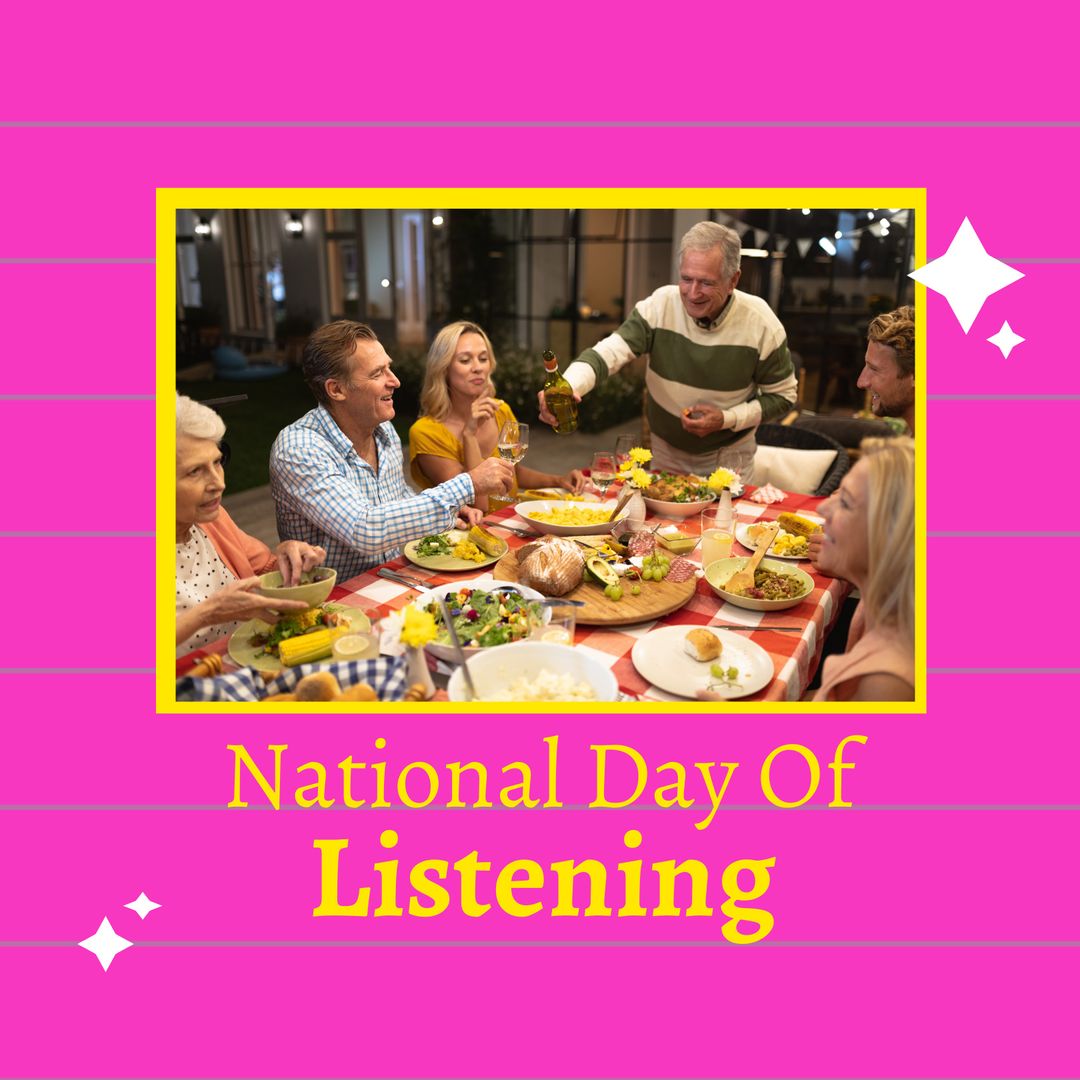 Caucasian Family Celebrating National Day of Listening with Dinner