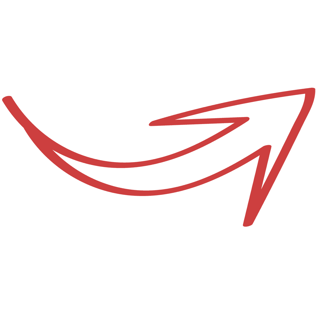 Curving Red Arrow Symbol on Transparent Background