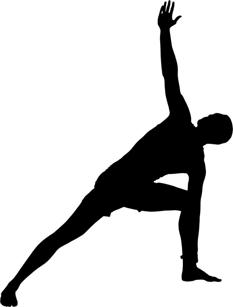 Silhouette of Man Stretching on Transparent Vector Background