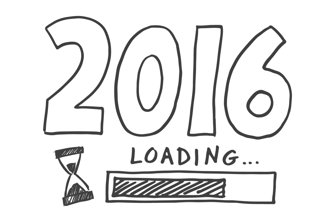 2016 Loading Text and Hourglass on Transparent Background