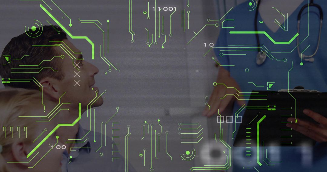 Digital Healthcare Concepts with Doctor and Circuit Overlay