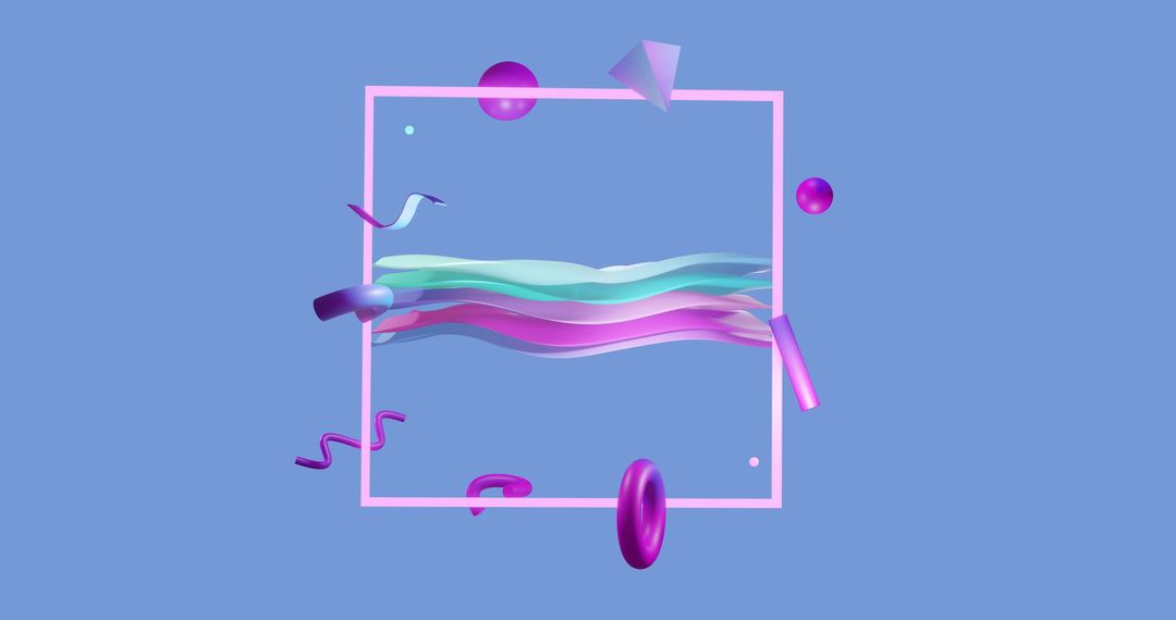 3D Abstract Geometric Design with Purple and Blue Elements