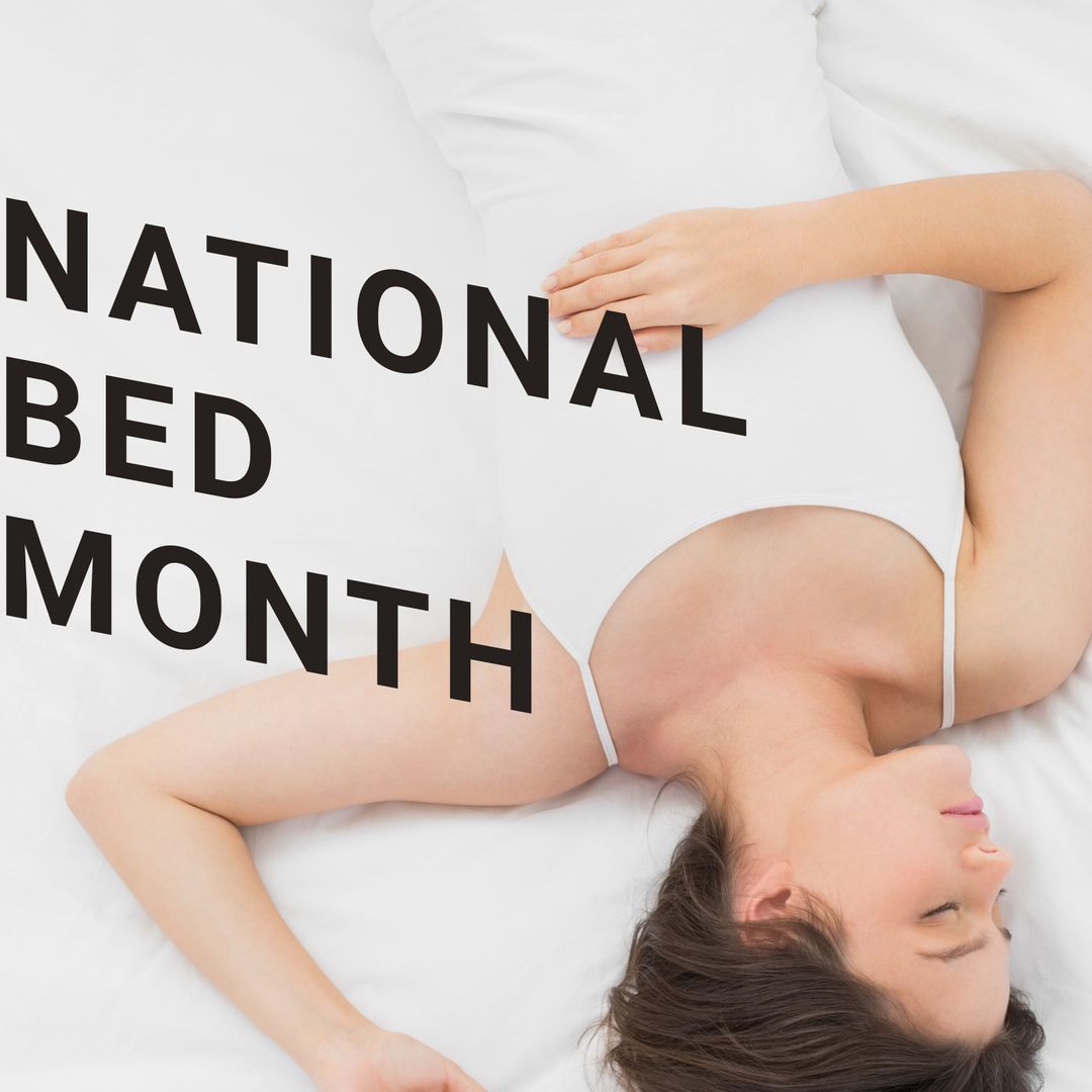 Woman Relaxing on White Bedding for National Bed Month - Download Free Stock Templates Pikwizard.com