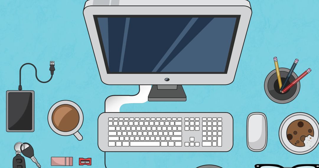 Organized Office Desktop Tidy Work Concept Illustration