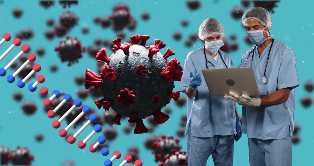 Healthcare Professionals Analyzing Virus Data Mobile Graphics