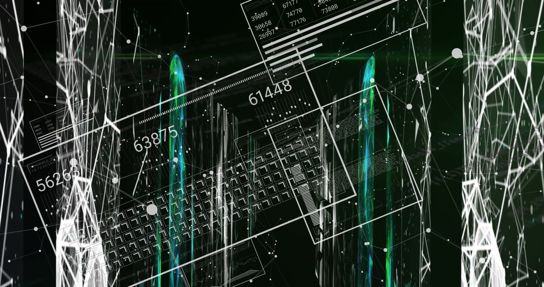 Futuristic Digital Data Processing Visualization with Cyber Elements