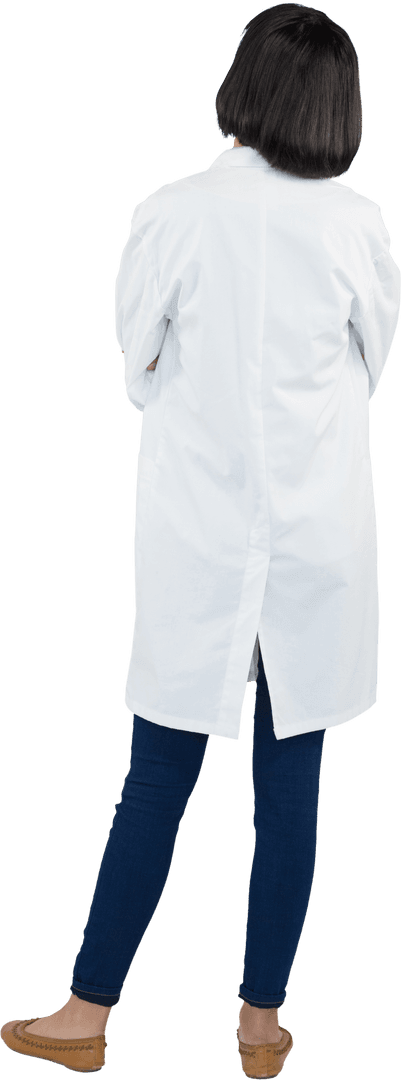 Rear View Transparent Image of Doctor in White Coat