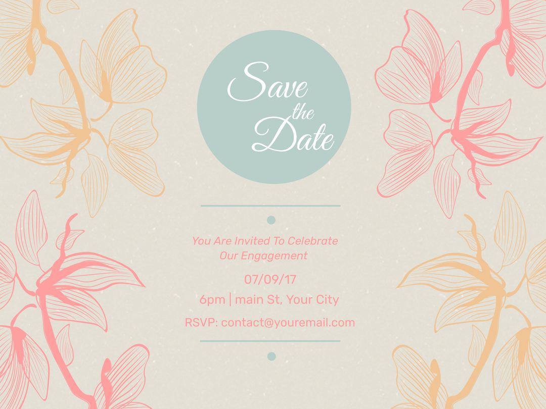 Elegant Engagement Invitation Template with Floral Design