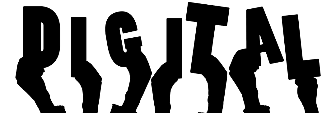 Digital Hands with Glowing Text Overlays on Transparent Background