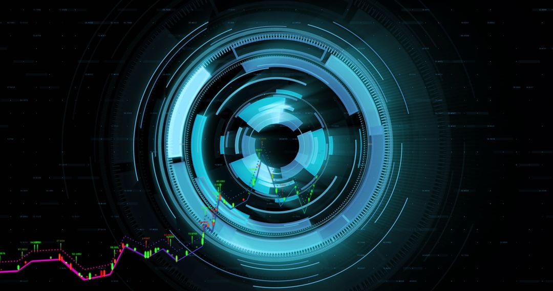 Futuristic HUD Interface with Candlestick Chart Analytics