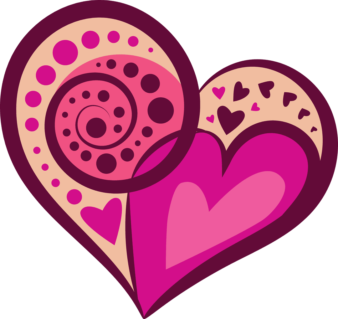 Heart Symbol with Whimsical Patterns Transparent Background