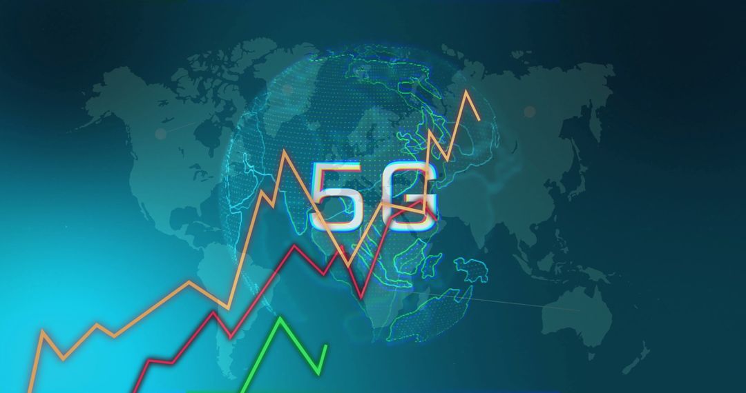 5G Technology Concept with Rising Graph and World Map