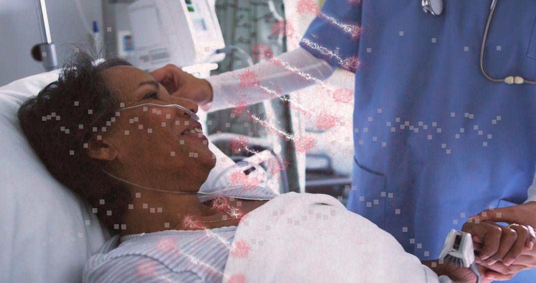 Doctor Tending to Patient with DNA Overlay Illustrating Medical Science