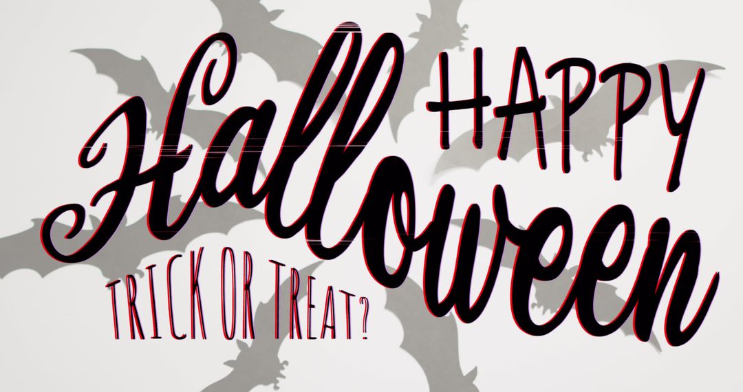 Festive Halloween Text with Bats and Spider Silhouettes