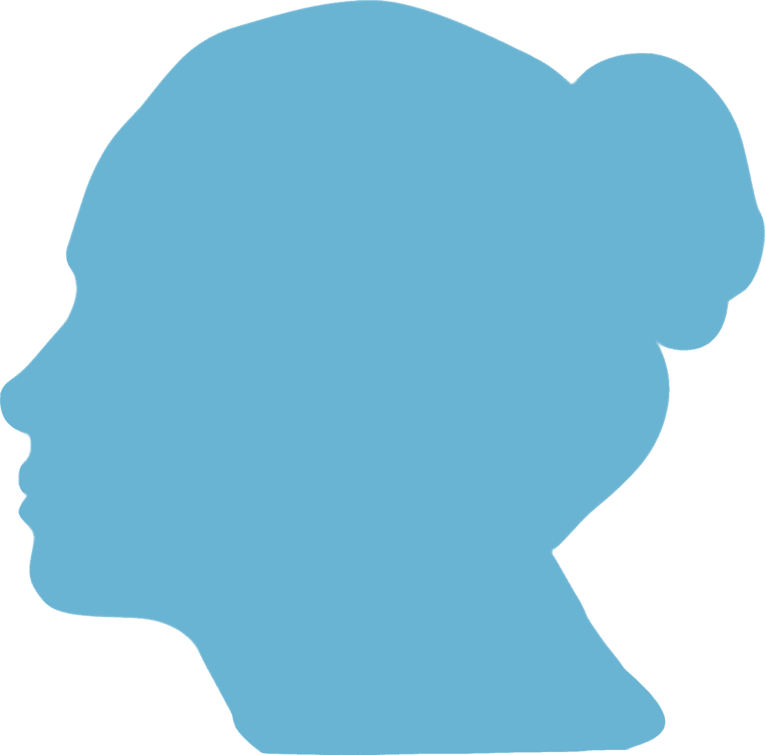 Silhouette of Female Profile in Blue on Transparent Background