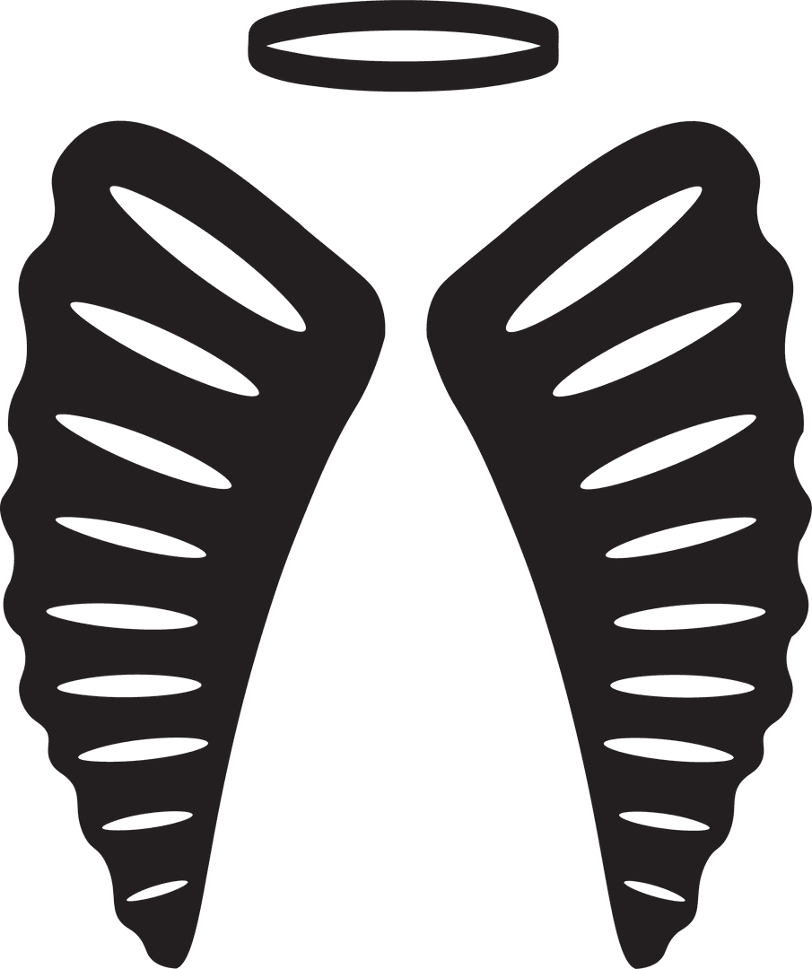 Transparent Silhouette Abstract Angel Wings and Halo