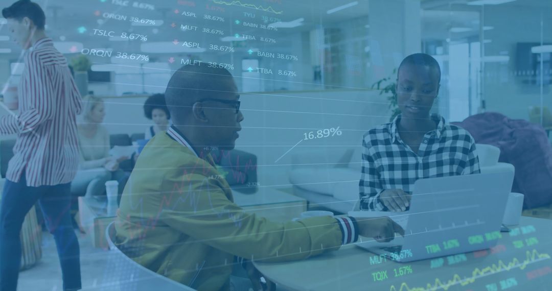 Financial Data Analytics Over Diverse Business Team in Office