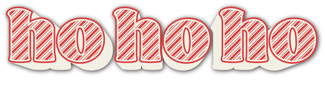 Transparent Red Striped 'Ho Ho Ho' Text with Shadow